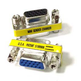Mini Gender Changer, HD15 Female / Female (VGA Coupler)